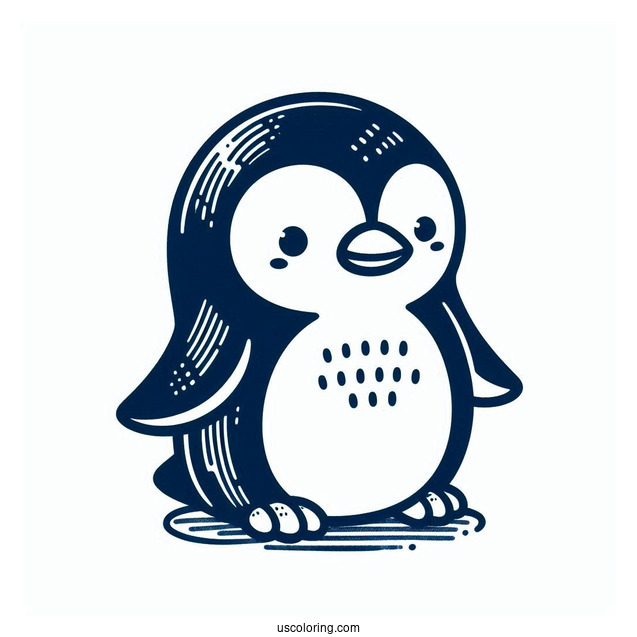Little Blue Penguin Coloring Page For Preschoolers