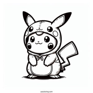 Pikachu In Charizard Costume Coloring Sheet