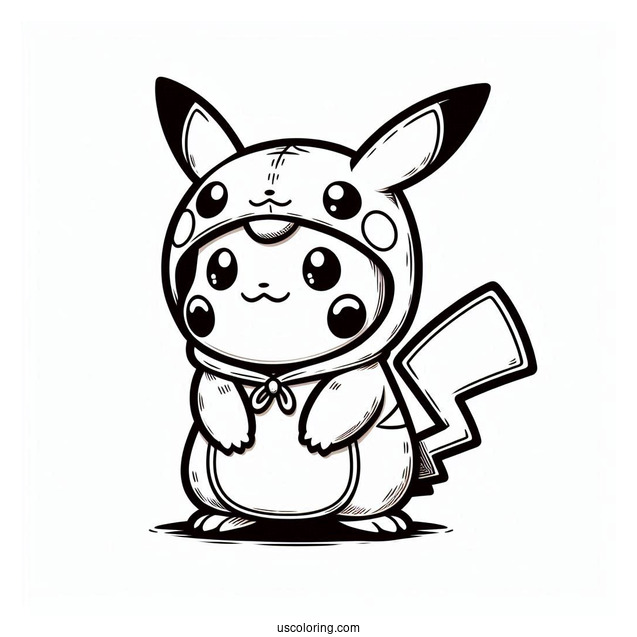 Pikachu In Charizard Costume Coloring Sheet