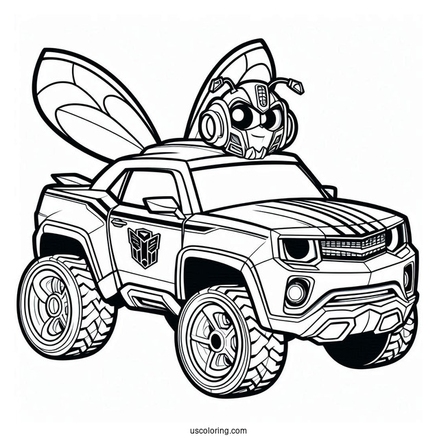 Bumblebee In Car Form Rescue Bots Coloring Page