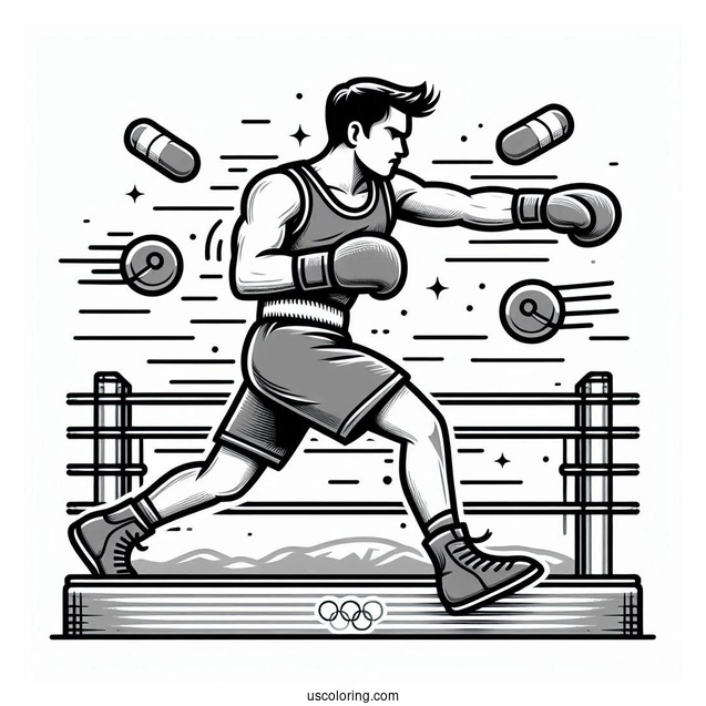 Simple Olympics Coloring Page Boxing For Kids