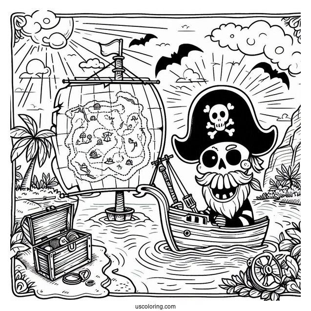 Pirate Coloring Page Treasure Map