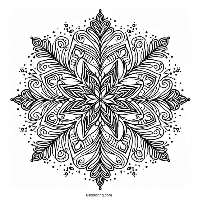 Elegant Snowflake Coloring Page Mandala