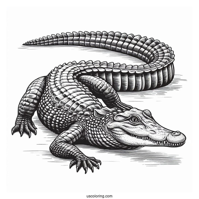 Realistic Coloring Page Of American Crocodile