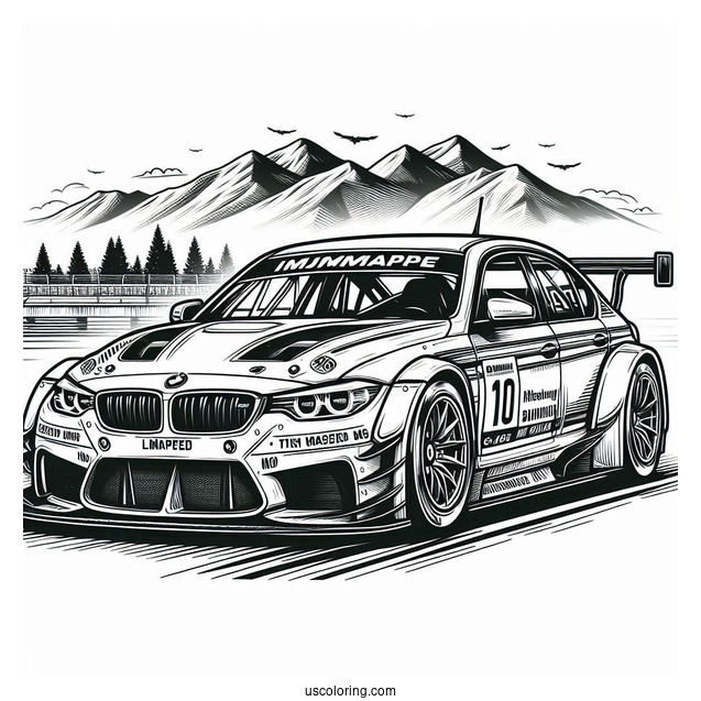 Detailed BMW Race Car To Color