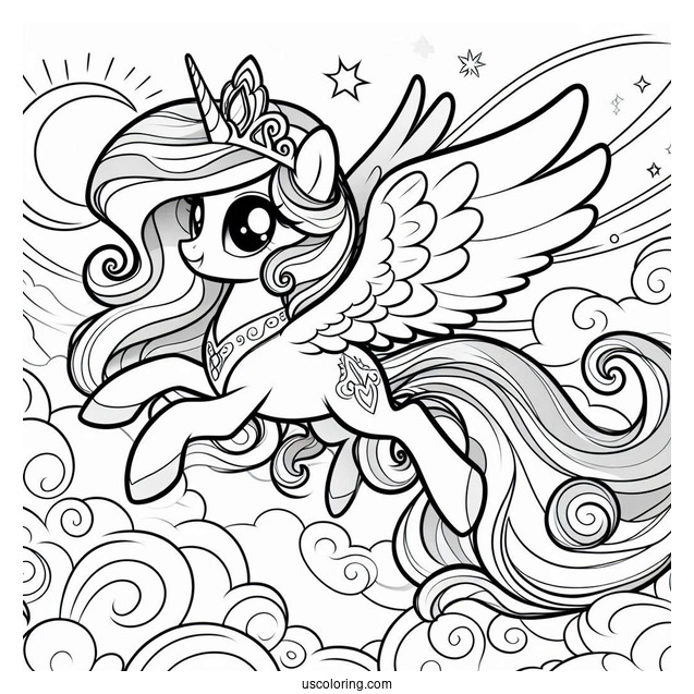 Cartoon Princess Celestia Flying