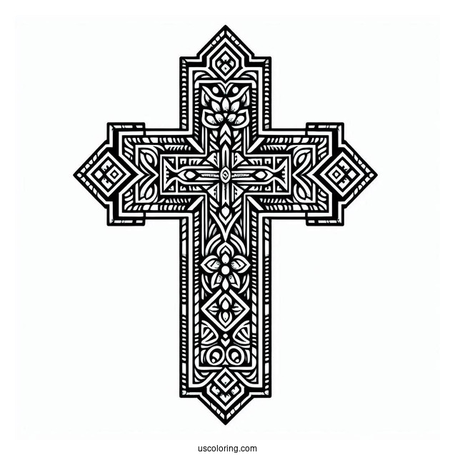 Traditional Style Cross Coloring Sheet