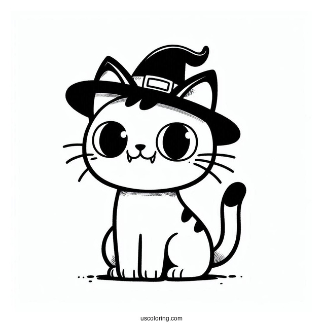 Halloween Themed Pete The Cat Coloring Page