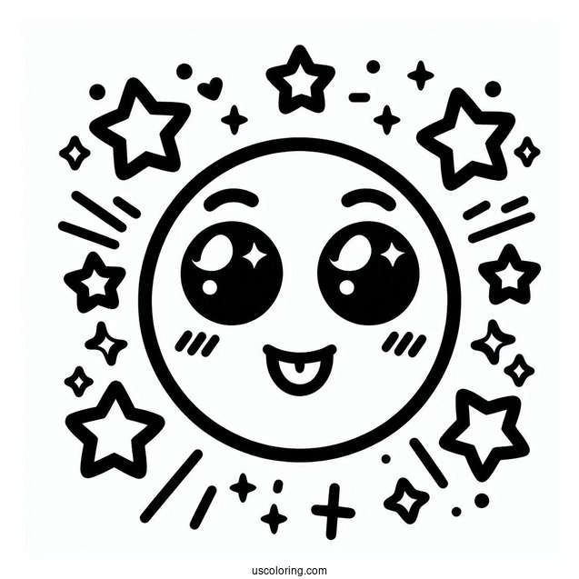 Star Struck Emoji Coloring Page