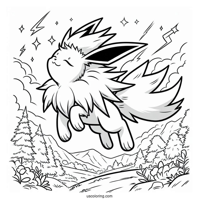 Jolteon Coloring Page Leaping
