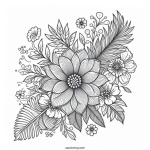 Fan Flower Pattern Coloring Page
