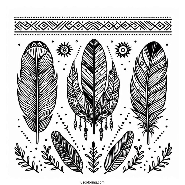 Native American Coloring Page Pattern On Fabric