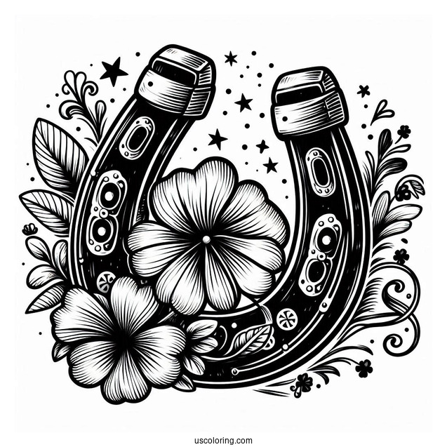 St Patrick_s Day Lucky Horseshoe To Color
