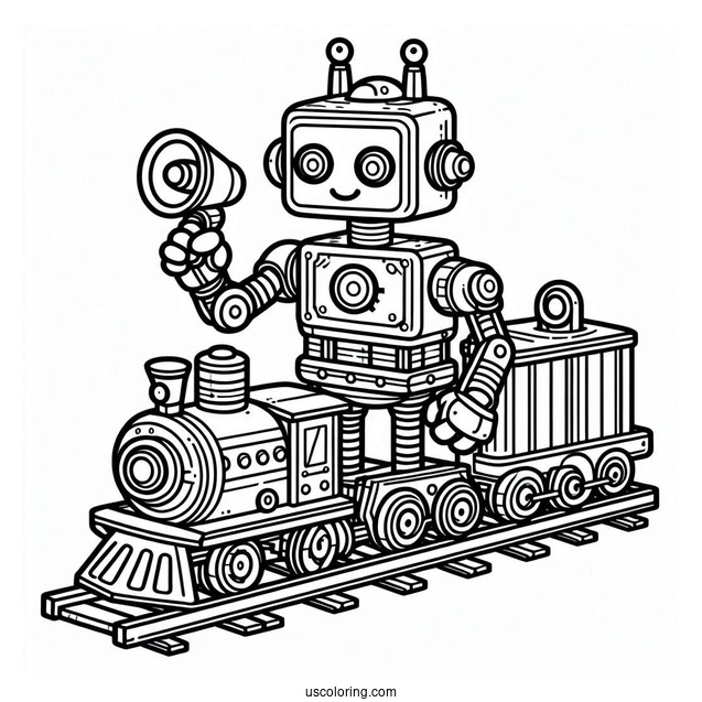 Robot Trains Coloring Page For Kids