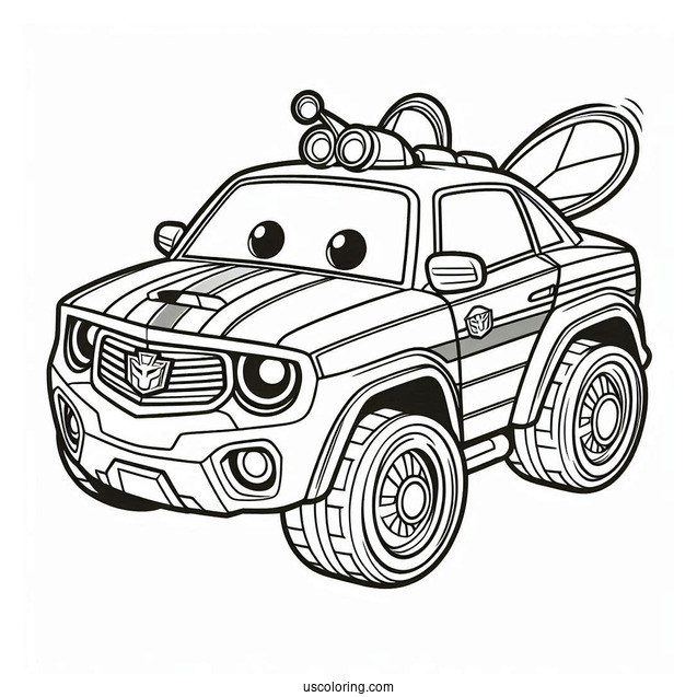 Bumblebee In Car Form Rescue Bots Coloring Page