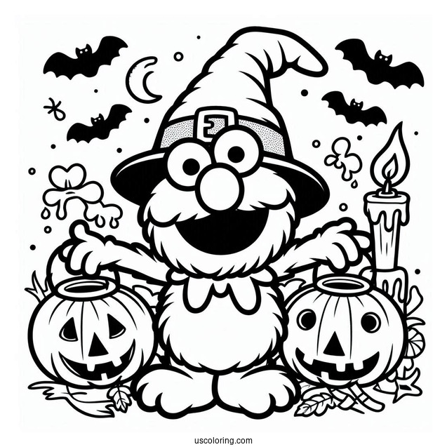 Coloring Page Of Halloween Themed Elmo