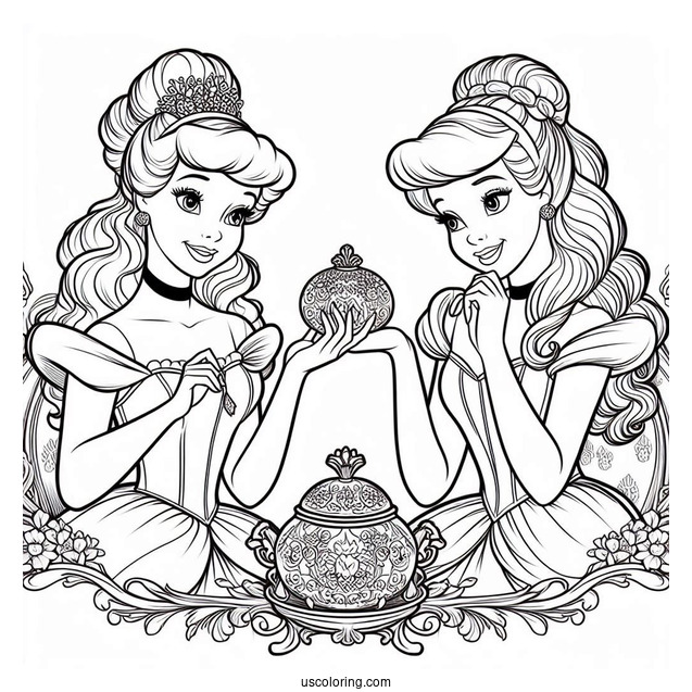 Anastasia and Drizella (The Ugly Stepsisters) Coloring Page