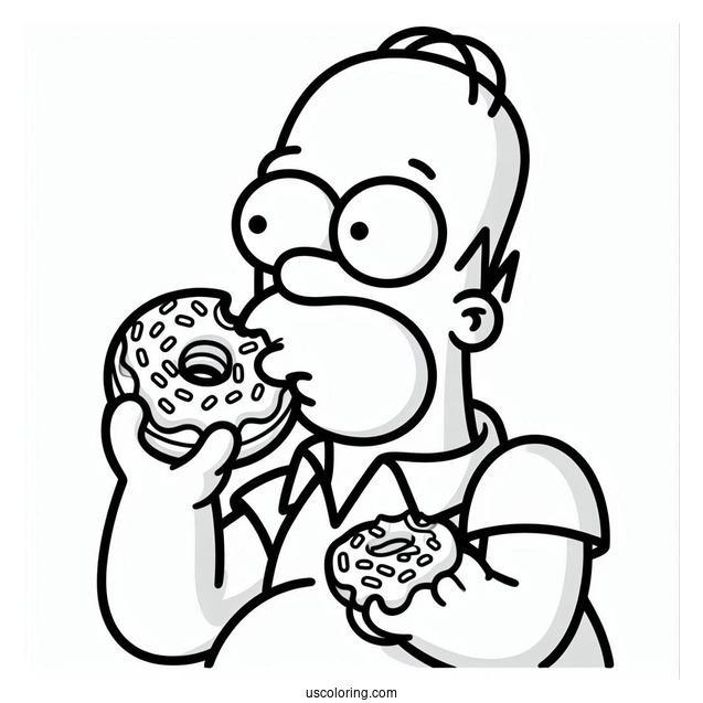 Homer Eating Donut Coloring Page