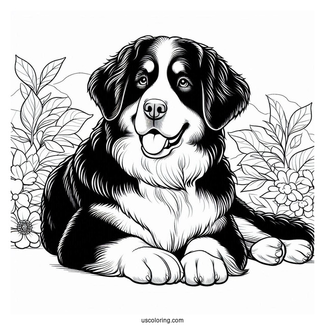 Coloring Sheet Of Bernese Mountain Dog Resting