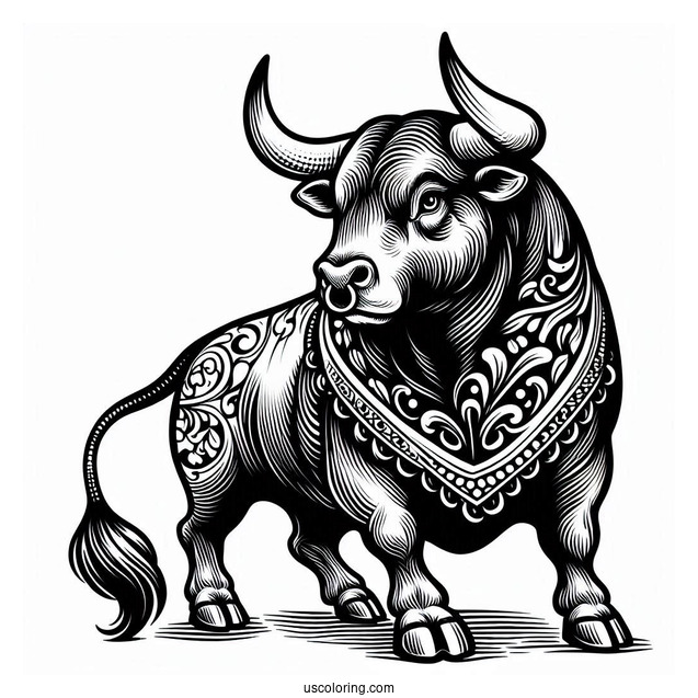 Spanish Bull Fighting Toro Coloring Page
