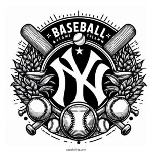 New York Yankees Baseball Team Logo To Color