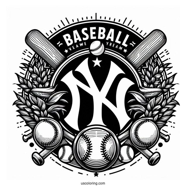 New York Yankees Baseball Team Logo To Color