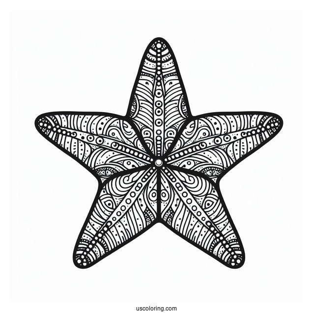 Simple Starfish Coloring Page Mandala For Kids