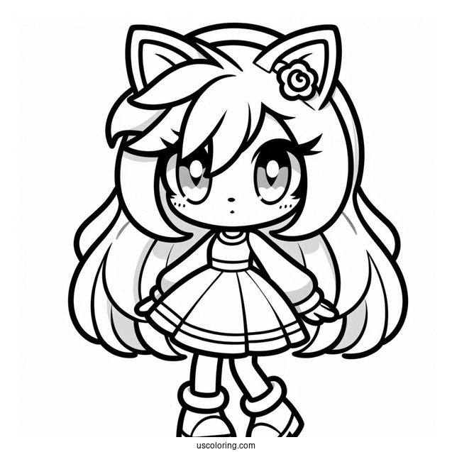 Kawaii Amy Rose Coloring Sheet For Kids