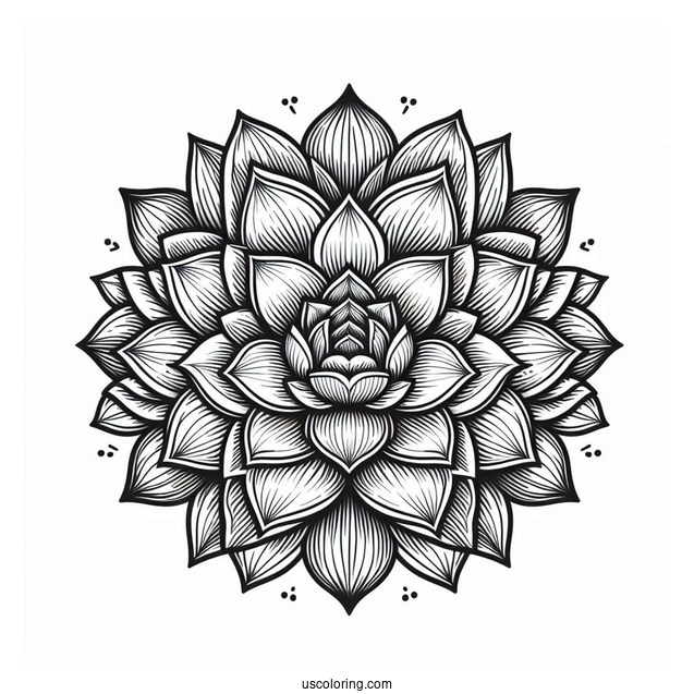 Succulent Coloring Page Flower Mandala