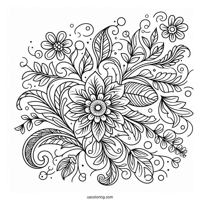 Elegant Floral Pattern Coloring Page