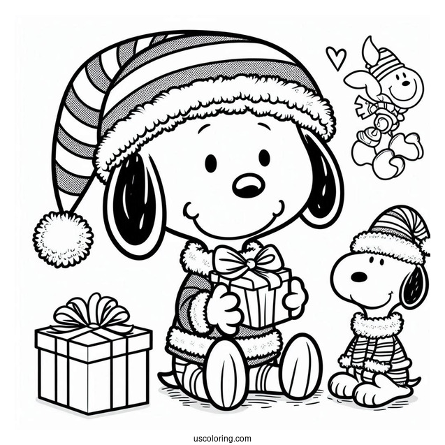 Snoopy Elf Coloring Sheet