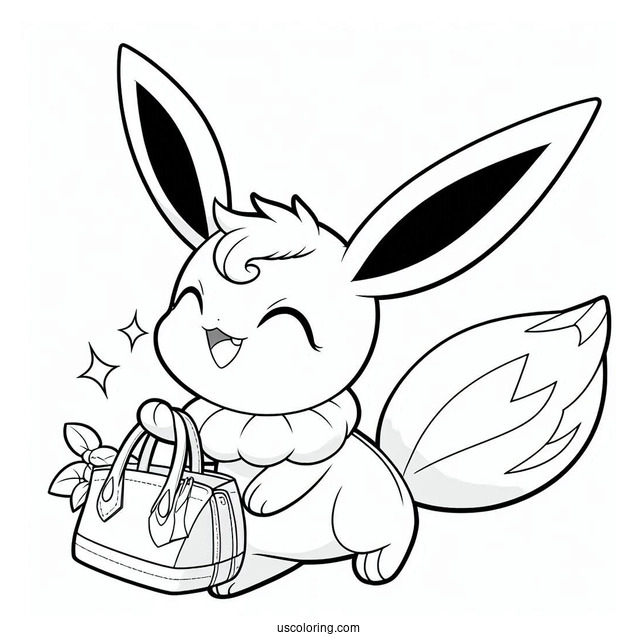 Happy Sylveon Coloring Page Carrying Handbag