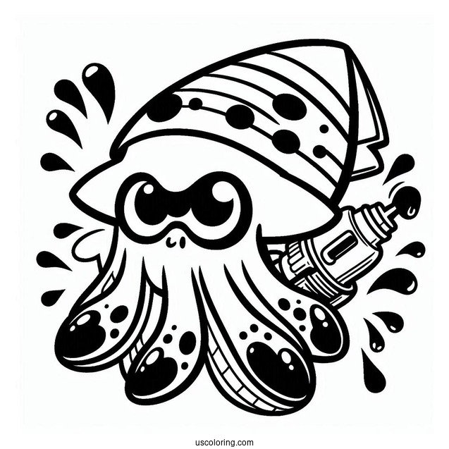 Easy Splatoon Coloring Page Of Squid For Preschoolers