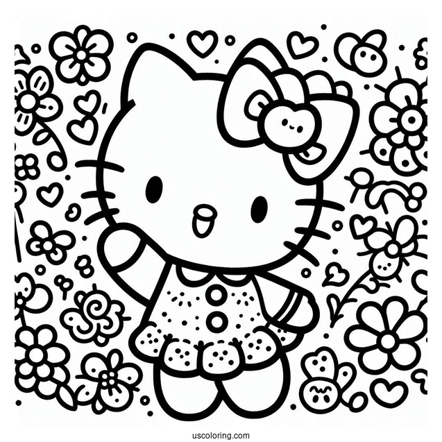 Sanrio Coloring Pages Of Hello Kitty Waving