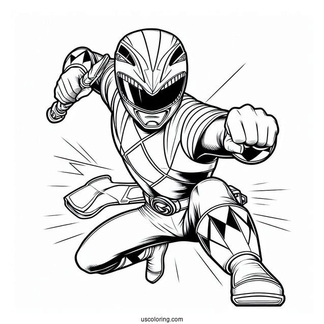 Coloring Sheet Of Power Ranger In Fighting Mode