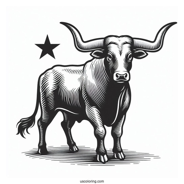 Texas Longhorn Bullhead Coloring Sheet