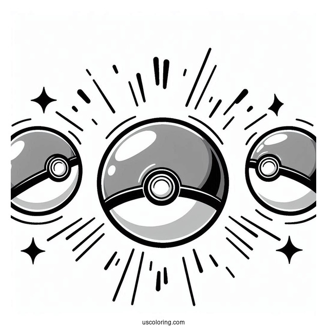 Full Page Pokéball Coloring Page In Different Designs