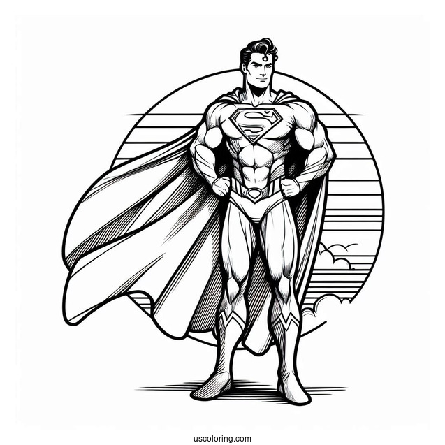 Superman With Cape Coloring Page