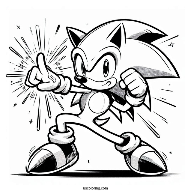 Super Sonic Coloring Page In Fighting Pose For Kids