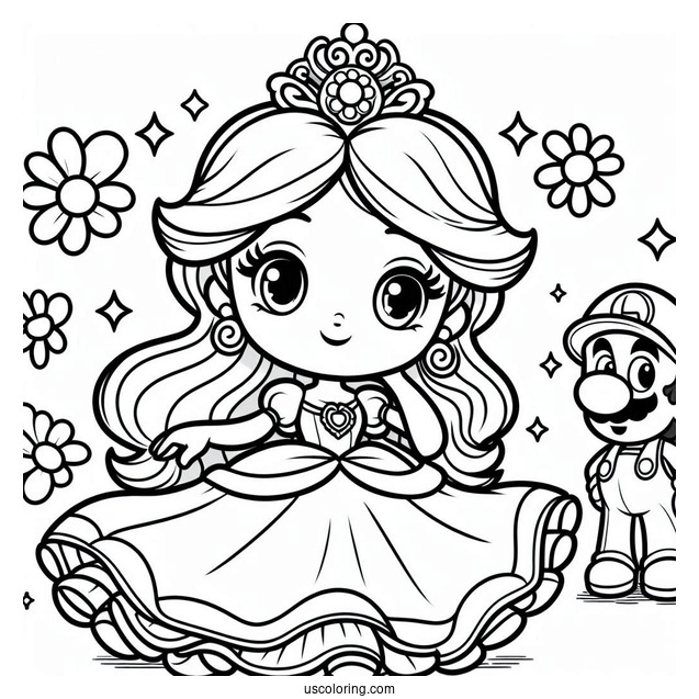 Easy Princess Daisy Coloring Page And Luigi For Kids