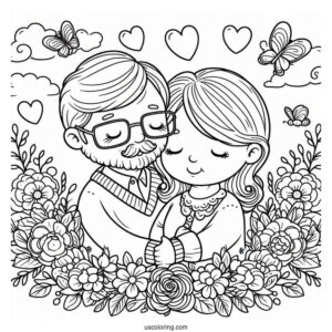 Precious Moments Coloring Page Of Grandparents In Love