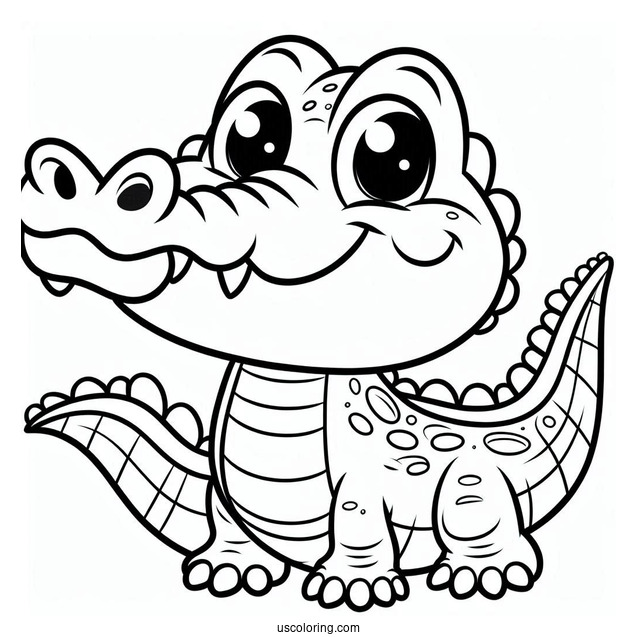 Smiling Crocodile Coloring Page