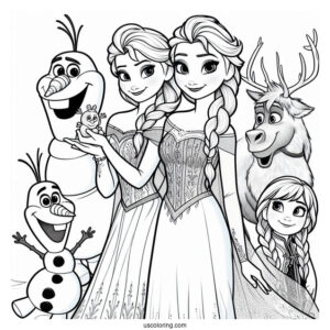 Elsa With Olaf, Anna, Sven And Kristoff