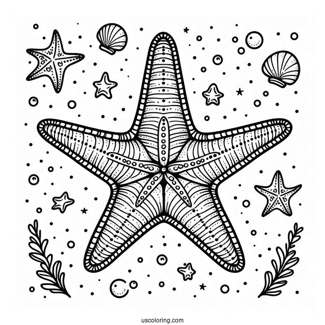 Easy Outline Of Starfish Coloring Page