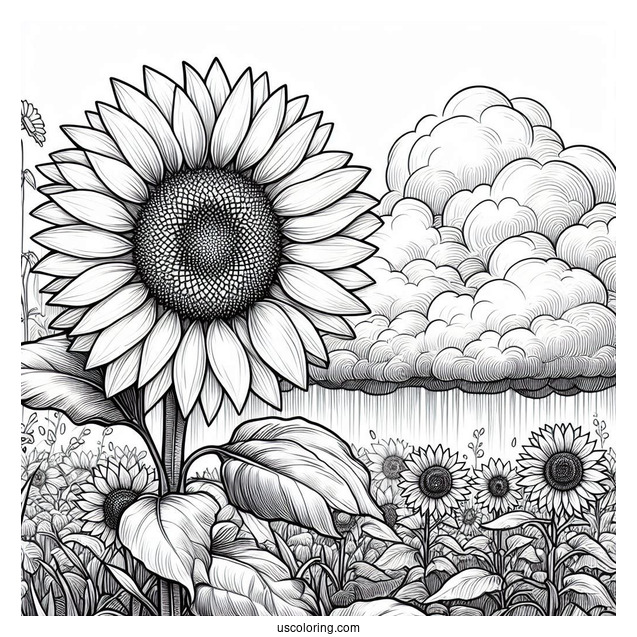 Sunflowers During A Cloudy Day