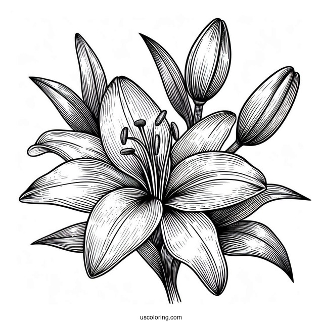 Flower Coloring Pages Of Single Easter Lily Flower