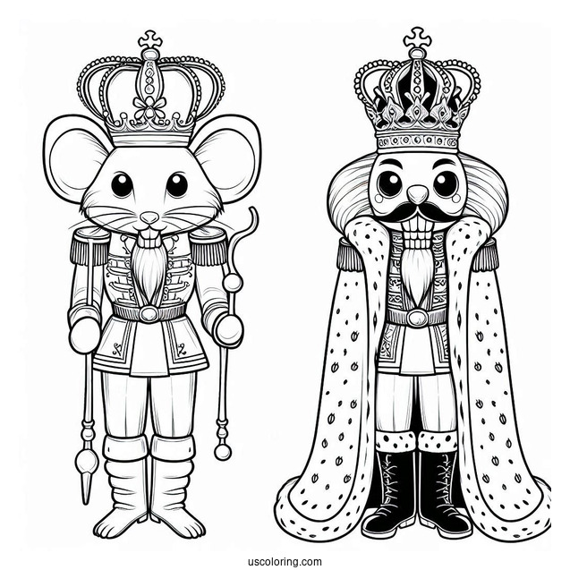 Nutcracker Coloring Page Of Rat King In Royal Robes With His Crown And Scepter