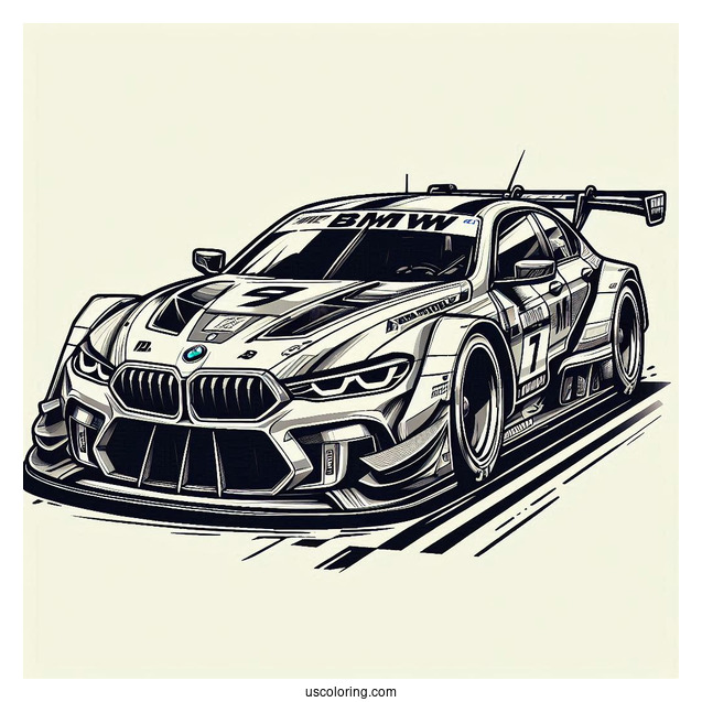 Detailed BMW Race Car To Color