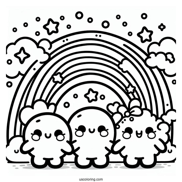 Rainbow Friends Coloring Page Blue, Green, and Red