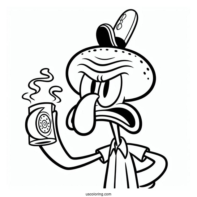 Squidward Complaining Coloring Page